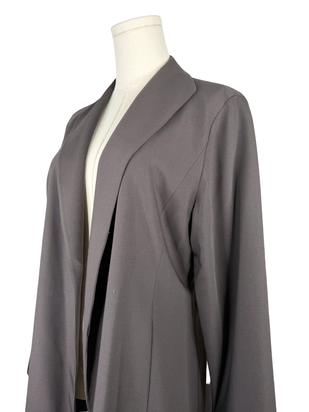 Eileen Fisher Dark Brown Open-Front Stretch Crepe Long Jacket Sz. M - Picture 4 of 5